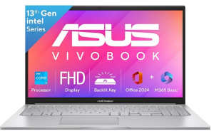 ASUS Vivobook 15 with backlit keyboard and fingerprint sensor.