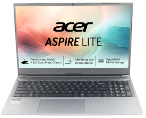 Acer Aspire Lite 2026 model in Steel Gray finish showing slim bezels.
