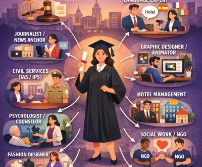 Infographic showing diverse career paths for Arts and Humanities students in 2026.
