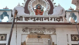 The 76 steps leading to the fortress-like Hanuman Garhi temple in Ayodhya.