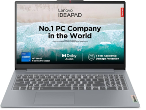 Lenovo IdeaPad Slim 3 laptop with physical webcam privacy shutter.