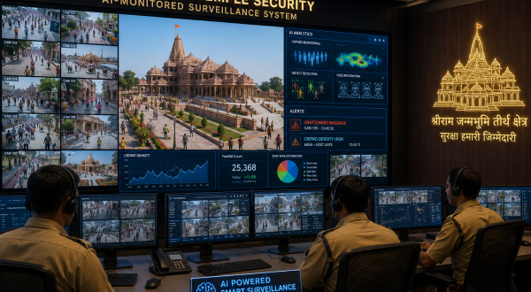 AI-monitored surveillance room for Ayodhya Ram Temple security