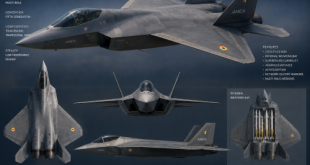 Official concept design illustration of India's twin-engine AMCA fifth-generation stealth fighter jet featuring a trapezoidal wing profile and internal weapons bay.