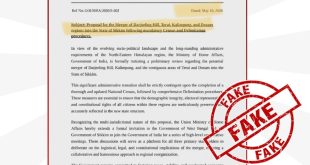 A close-up of a forged Government of India Ministry of Home Affairs document debunked as a fake letter regarding the Darjeeling-Sikkim merger.