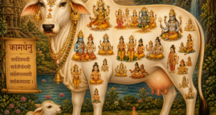 Traditional Indian representation of Kamadhenu