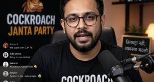 Portrait of Cockroach Janta Party founder Abhijeet Dipke during a digital stream.