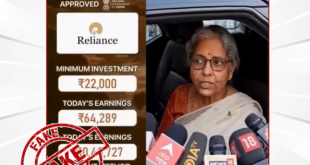 Graphic warning highlighting a deepfake video of India Finance Minister Nirmala Sitharaman used in a fraudulent online investment ad.