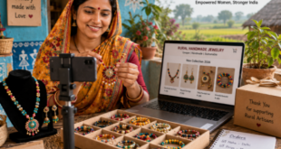 Rural Indian woman selling handmade jewelry online 2026