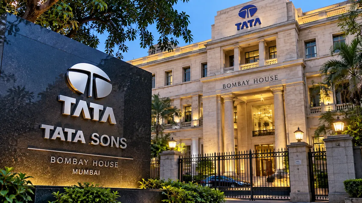 Tata Sons corporate headquarters at Bombay House, Mumbai, representing the holding company of the Tata Group.