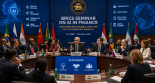 Reserve Bank of India officials and BRICS delegates discussing artificial intelligence, fintech innovation, cybersecurity, and the future of digital banking during the BRICS AI in Finance seminar.