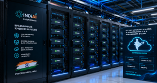 High-performance GPU server infrastructure cluster running under the IndiaAI Mission to power secure sovereign cloud data processing.