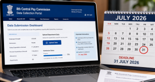 A close-up of a digital laptop screen displaying a government data collection portal next to an official calendar marking the July 31, 2026 deadline.