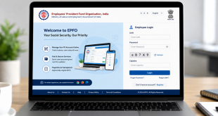 Modern laptop screen displaying the official EPFO digital portal login page for employee services.