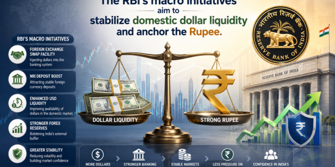 The RBI's macro initiatives aim to stabilize domestic dollar liquidity and anchor the Rupee.