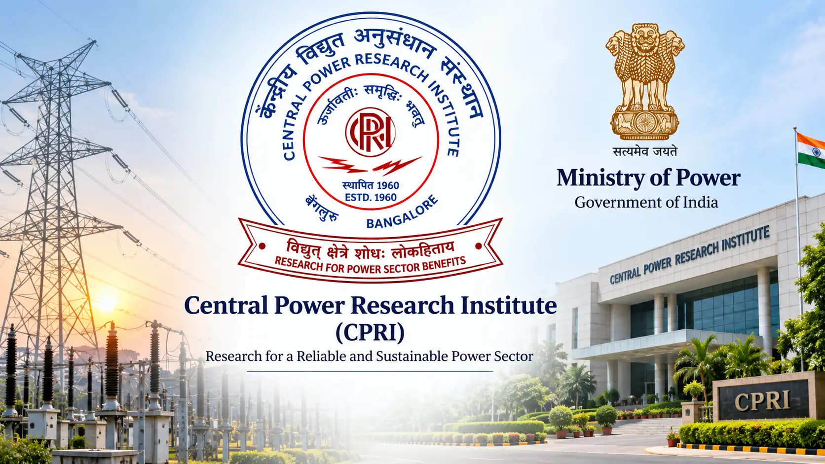 Official emblem and logo of the Central Power Research Institute (CPRI), Ministry of Power, Government of India.