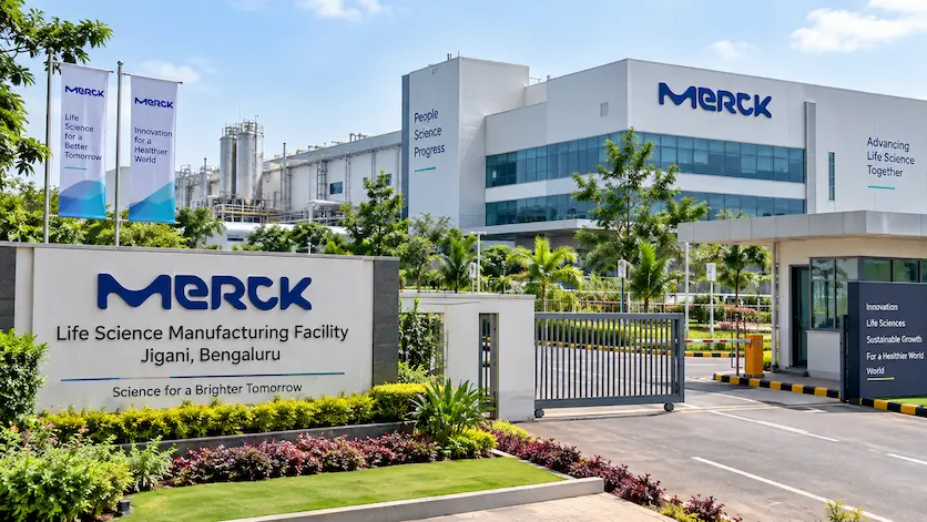 German science and technology company Merck's 10-acre life-science manufacturing facility in Jigani, Bengaluru.