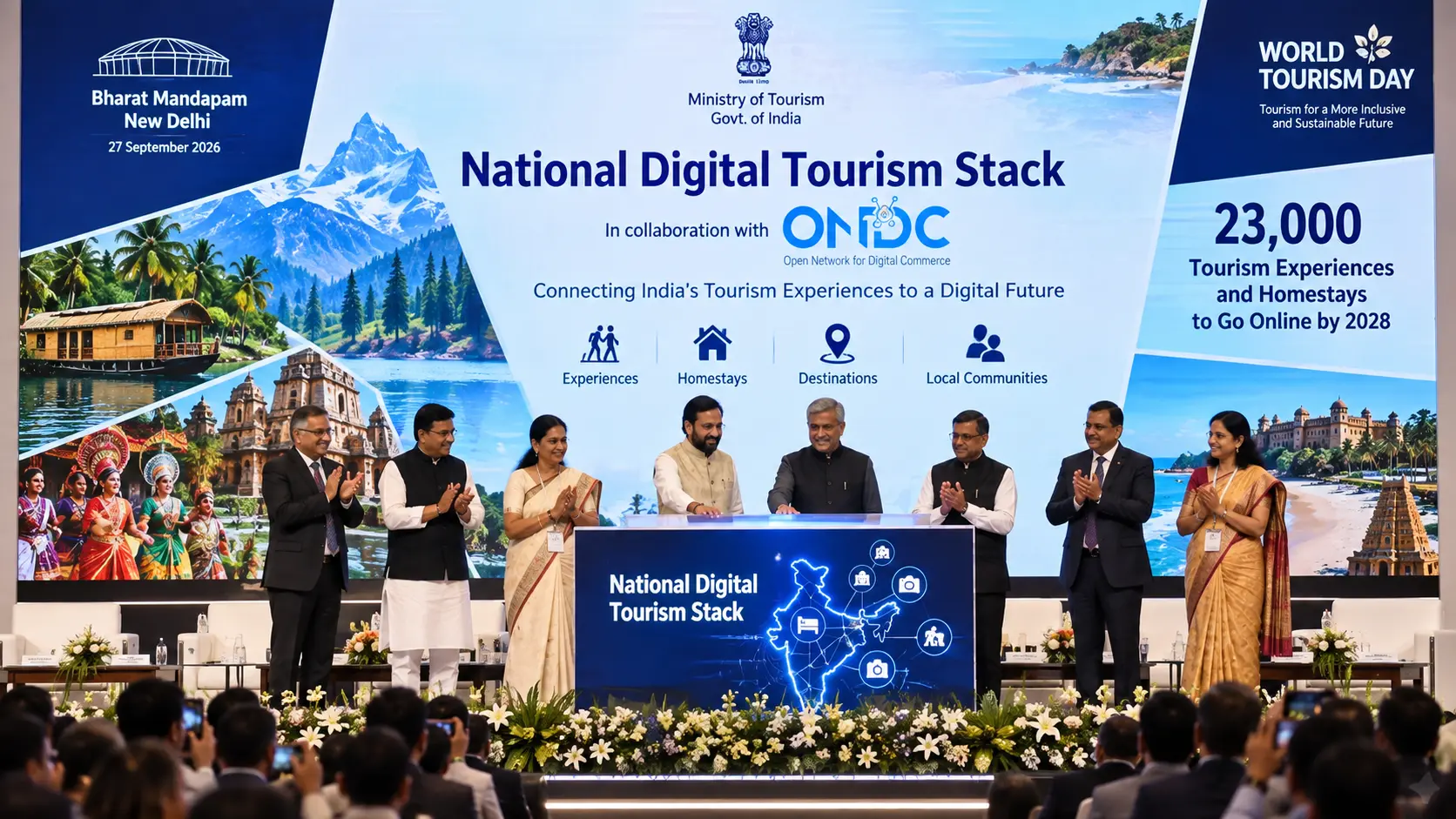 Launch event of India's National Digital Tourism Stack at Bharat Mandapam, New Delhi.