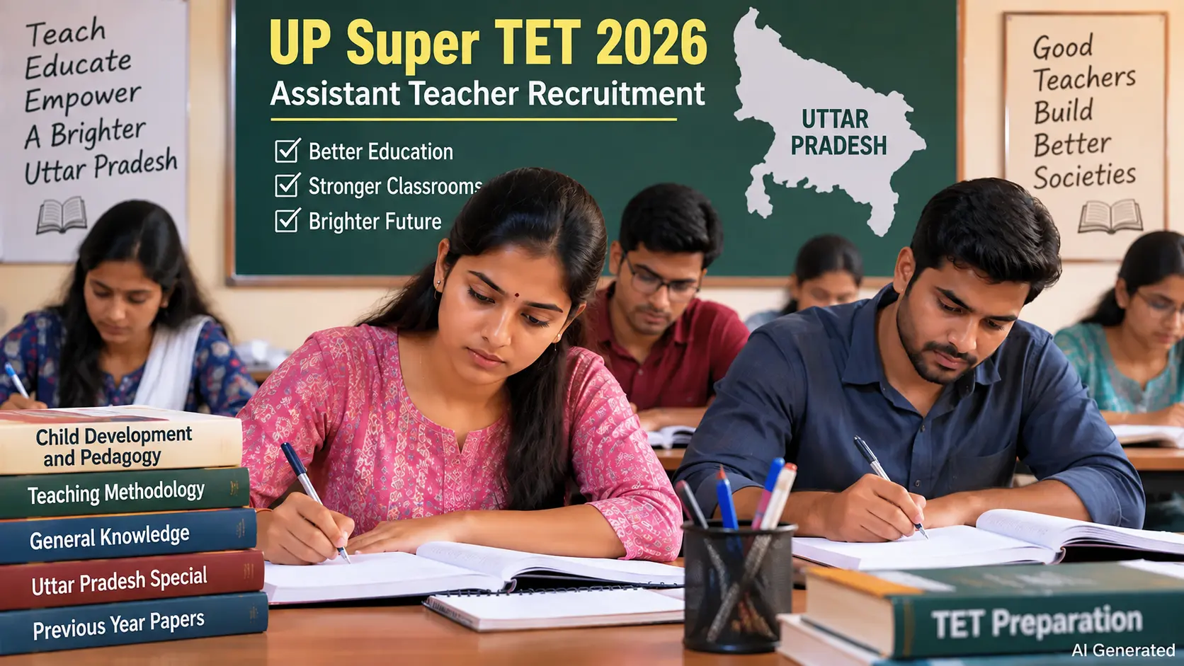 Candidates preparing for the UP Super TET 2026 Assistant Teacher written examination in Uttar Pradesh.