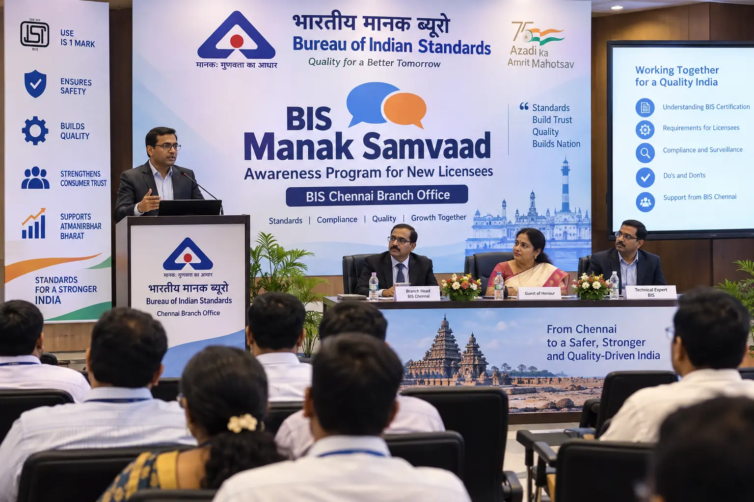 BIS Manak Samvaad awareness program conducted by BIS Chennai Branch Office for new licensees.